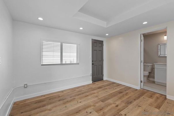 Bathroom, Empty room, Interior, Recessed Lighting, Wood Texture Flooring