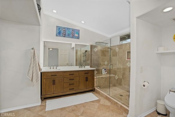 Bathroom, Glass Shower, Interior, Recessed Lighting