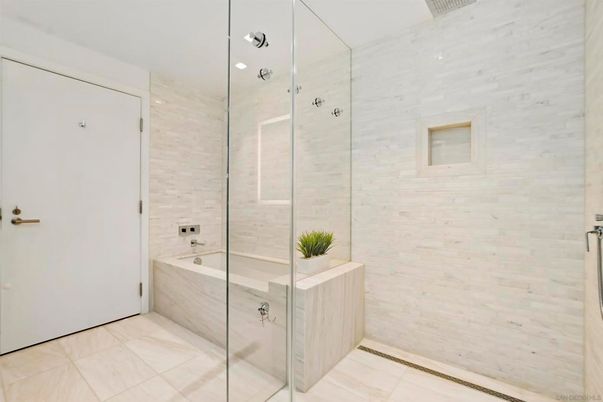 Bathroom, Glass Shower, Interior, Recessed Lighting