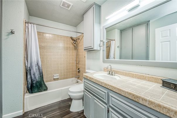 Bathroom, Interior, Tile Countertops, Wood Texture Flooring