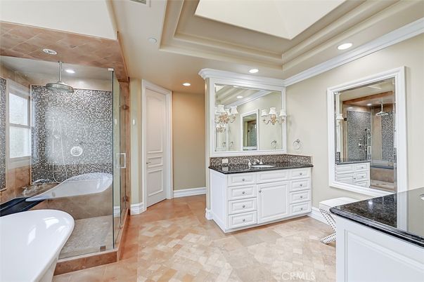 Bathroom, Dual Sink Vanities, Glass Shower, Interior, Recessed Lighting