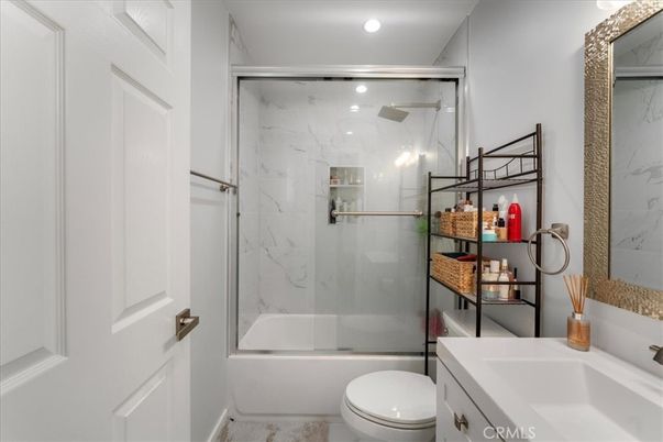 Bathroom, Glass Shower, Interior, Marble Walls, Recessed Lighting