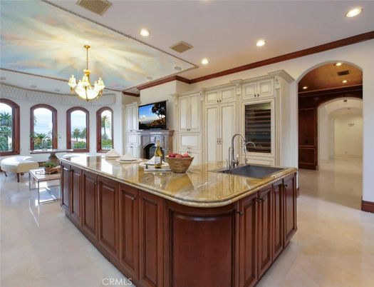 Chandelier, Fireplace, Interior, Kitchen, Recessed Lighting
