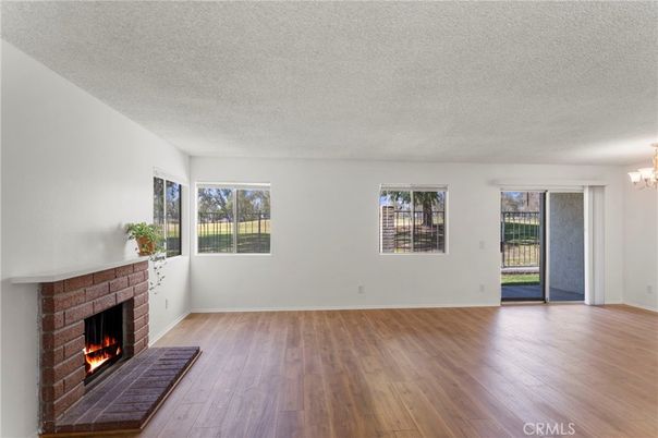 Chandelier, Empty room, Fireplace, Interior, Wood Texture Flooring