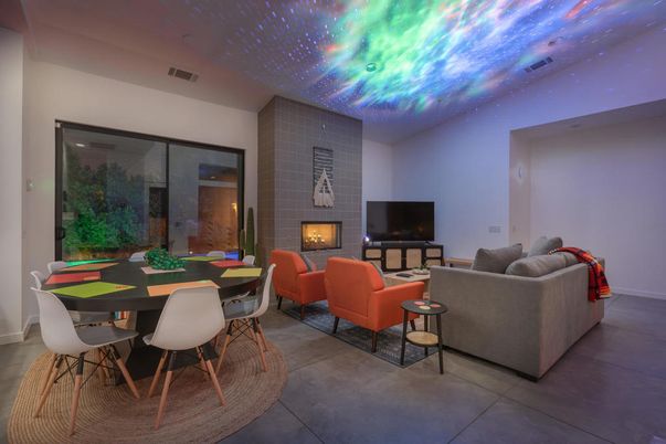Dining room, Fireplace, Interior, Living room, Stone Walls