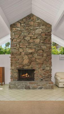 Fireplace, Interior, Stone Walls