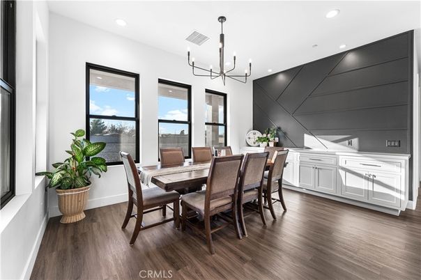 Chandelier, Dining room, Interior, Recessed Lighting, Water, Wood Texture Flooring