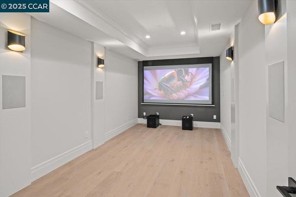 Interior, Projection Screen, Wood Texture Flooring