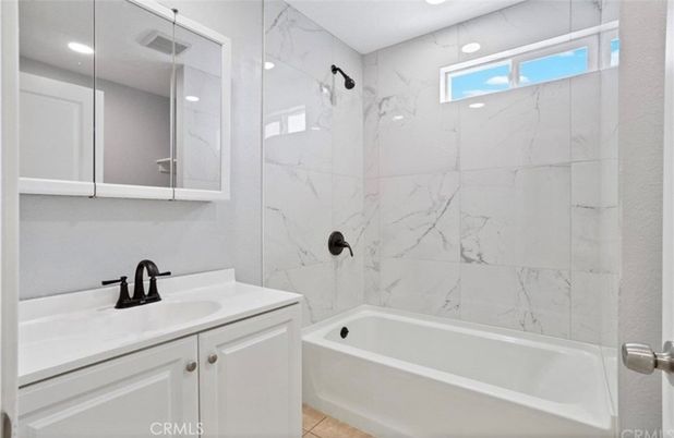 Bathroom, Interior, Marble Walls, Recessed Lighting