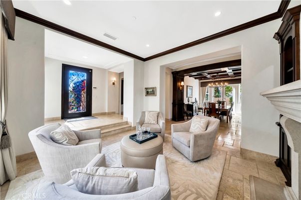 Dining room, Fireplace, Interior, Living room, Recessed Lighting