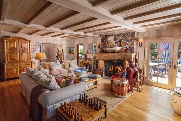 Fireplace, Interior, Living room, Stone Walls, Wooden Beams, Wooden Ceilings, Wood Texture Flooring, Wooden Walls