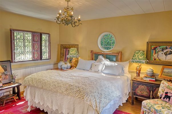 Bedroom, Chandelier, Interior, Wood Texture Flooring