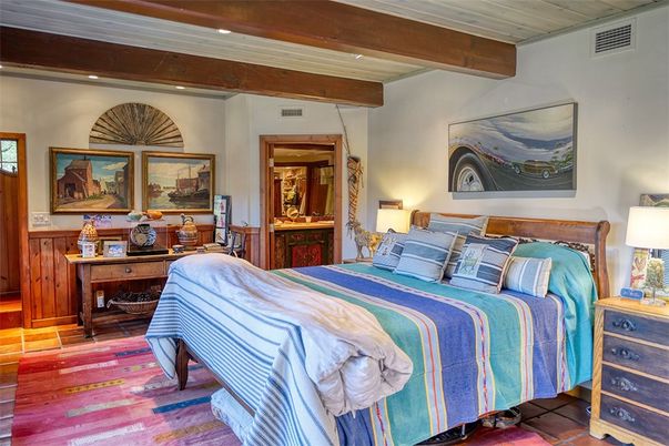 Bedroom, Interior, Recessed Lighting, Wooden Beams