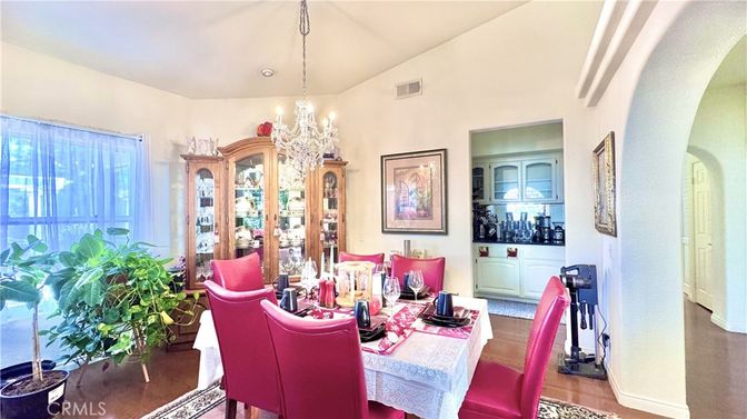 Chandelier, Dining room, Interior, Recessed Lighting, Wood Texture Flooring