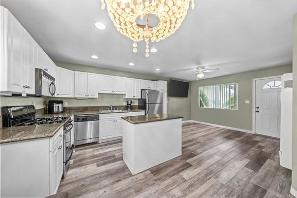 Interior, Kitchen, Recessed Lighting, Wood Texture Flooring