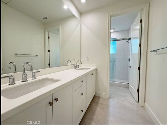 Bathroom, Dual Sink Vanities, Glass Shower, Interior, Recessed Lighting