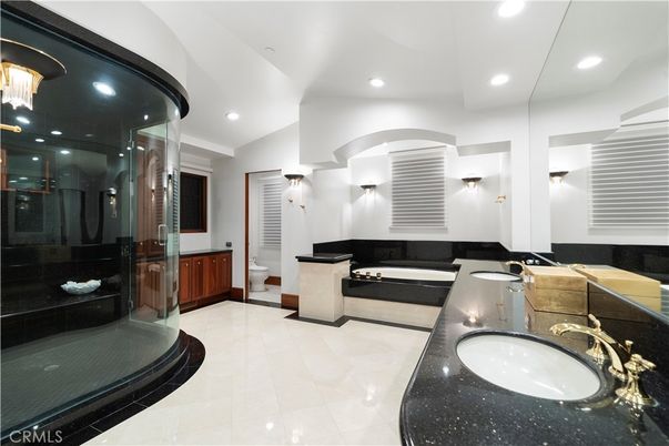 Bathroom, Dual Sink Vanities, Glass Shower, Interior, Recessed Lighting