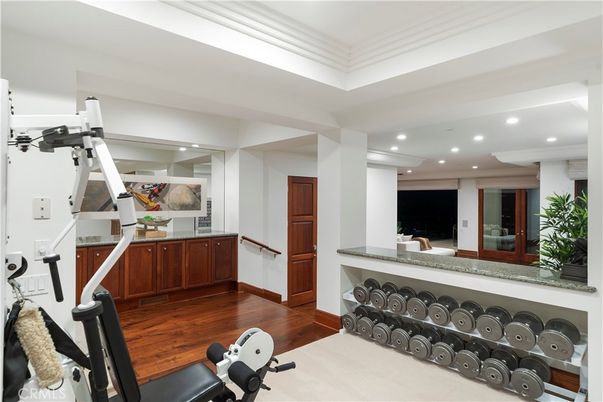 Fitness Equipment, Interior, Recessed Lighting, Wood Texture Flooring
