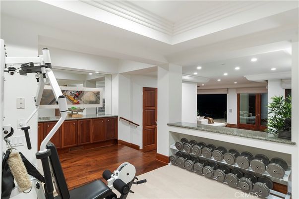 Fitness Equipment, Interior, Recessed Lighting, Wood Texture Flooring