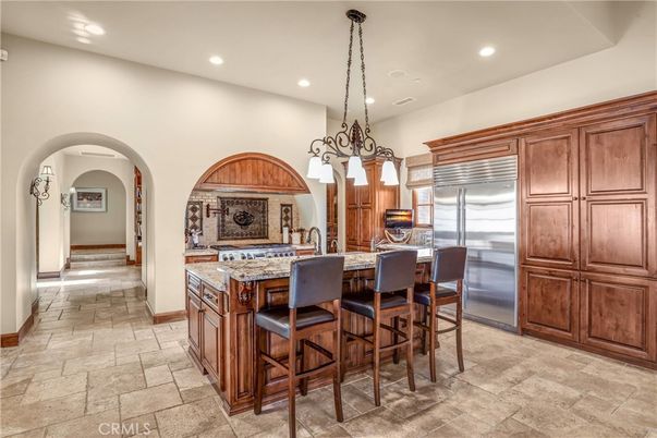 Chandelier, Interior, Kitchen, Recessed Lighting, Stainless Steel Appliances