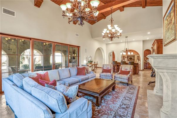 Chandelier, Interior, Living room, Recessed Lighting, Wooden Beams