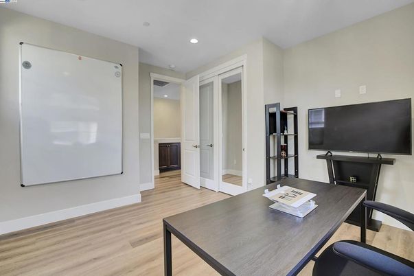 Home Office, Interior, Recessed Lighting, Wood Texture Flooring