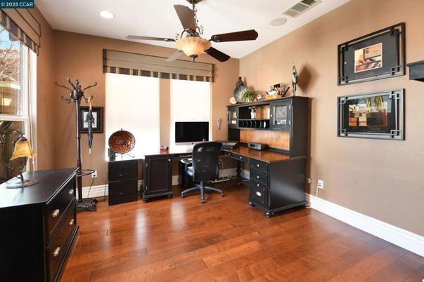 Home Office, Interior, Recessed Lighting, Wood Texture Flooring