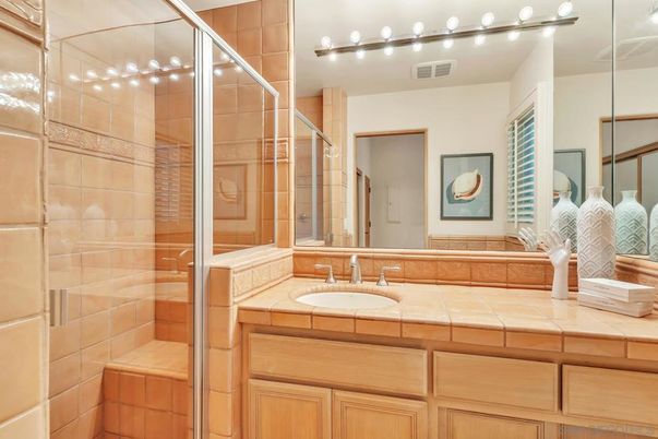 Bathroom, Glass Shower, Interior, Tile Countertops