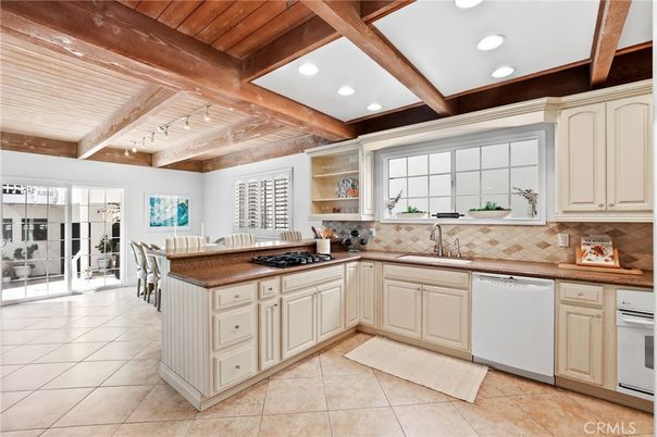 Interior, Kitchen, Recessed Lighting, Stainless Steel Appliances, Wooden Beams, Wooden Ceilings