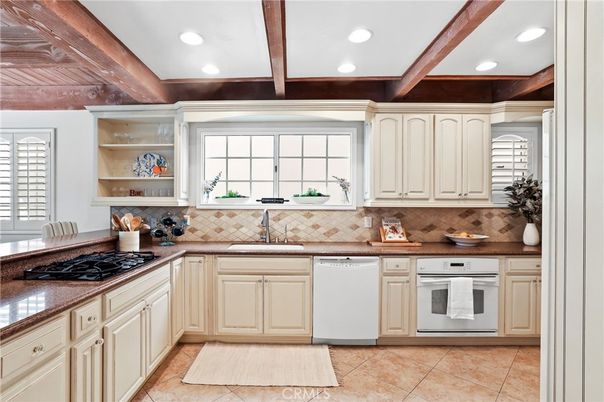 Interior, Kitchen, Recessed Lighting, Stainless Steel Appliances, Wooden Beams
