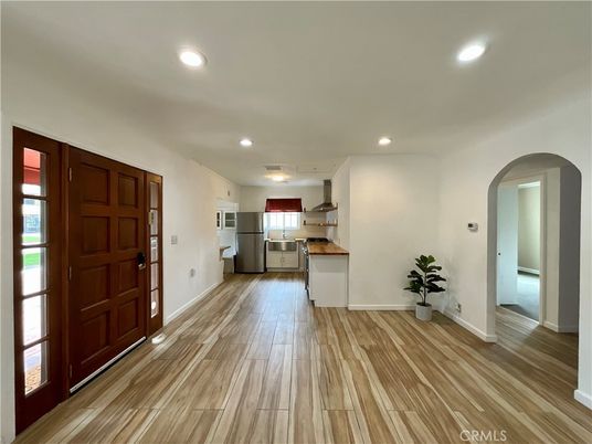 Interior, Kitchen, Recessed Lighting, Wood Texture Flooring
