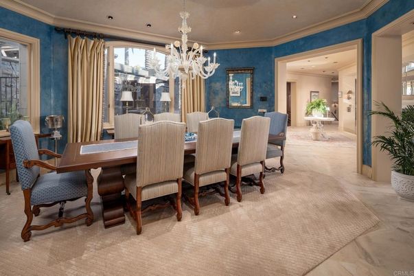 Chandelier, Dining room, Interior, Marble, Recessed Lighting