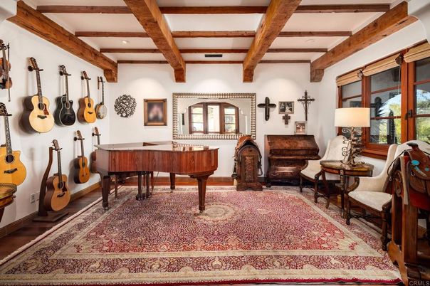 Interior, Piano, Recessed Lighting, Wooden Beams, Wood Texture Flooring