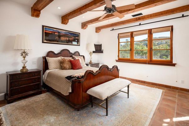 Bedroom, Interior, Recessed Lighting, Wooden Beams