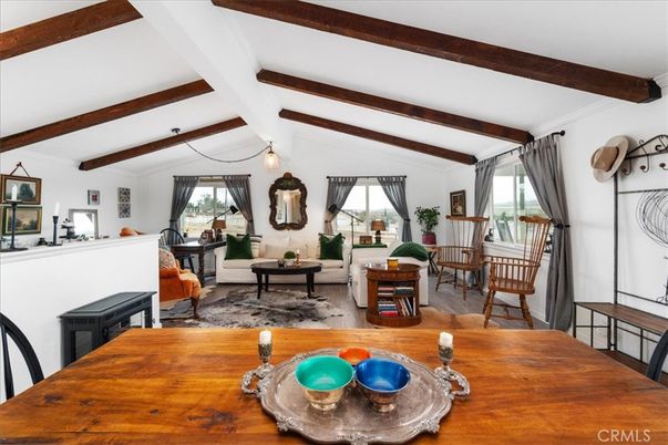 Dining room, Fireplace, Interior, Living room, Wooden Beams, Wood Texture Flooring