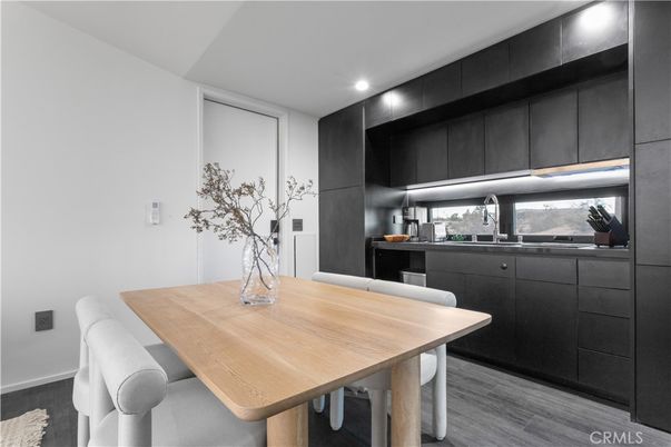 Dining room, Interior, Kitchen, Recessed Lighting, Wood Texture Flooring