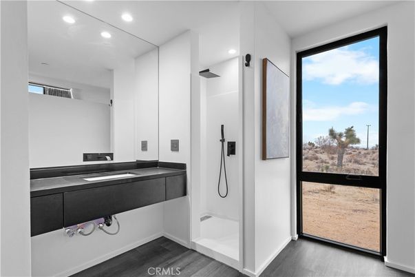 Bathroom, Interior, Recessed Lighting, Wood Texture Flooring