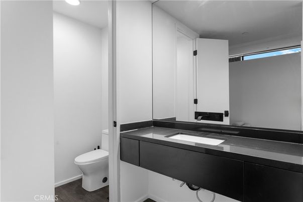 Bathroom, Interior, Recessed Lighting, Wood Texture Flooring