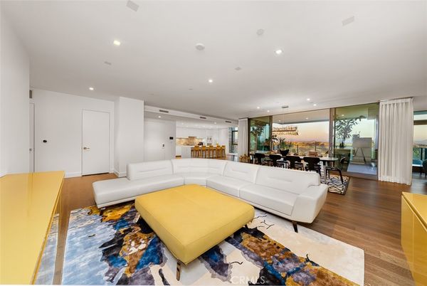 Dining room, Interior, Living room, Pendant Lights, Recessed Lighting, Wood Texture Flooring
