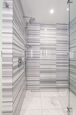 Bathroom, Glass Shower, Interior, Marble, Recessed Lighting