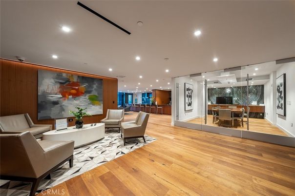 Dining room, Interior, Living room, Recessed Lighting, Wood Texture Flooring