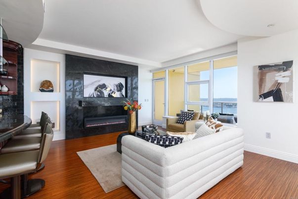 Fireplace, Interior, Living room, Water, Wood Texture Flooring