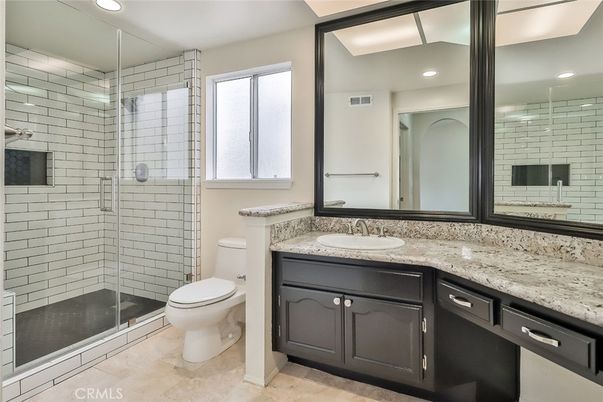 Bathroom, Dual Sink Vanities, Glass Shower, Interior, Recessed Lighting