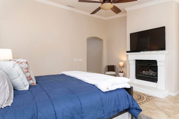 Bedroom, Fireplace, Interior