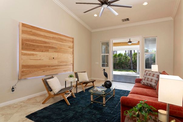 Interior, Living room, Recessed Lighting, Wooden Walls