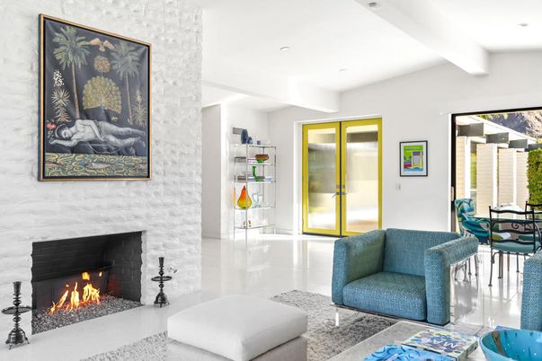Dining room, Fireplace, Interior, Living room, Recessed Lighting