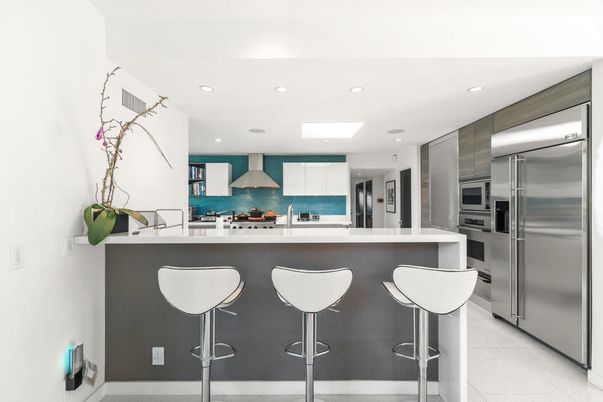 Interior, Kitchen, Recessed Lighting, Stainless Steel Appliances, Water