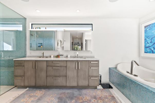 Bathroom, Dual Sink Vanities, Glass Shower, Interior, Recessed Lighting