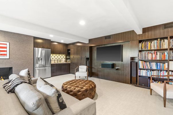 Fireplace, Interior, Recessed Lighting, Stainless Steel Appliances, Wooden Walls