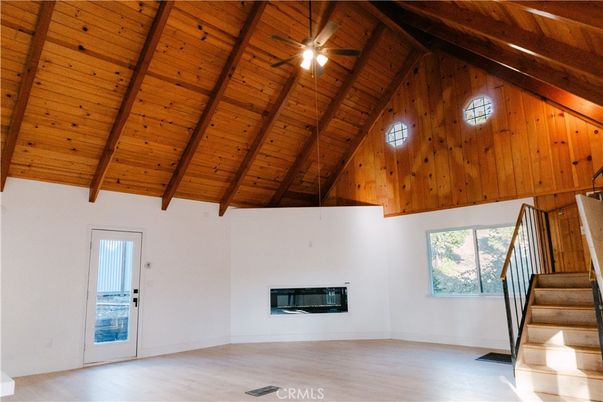 Empty room, Fireplace, Interior, Wooden Beams, Wooden Ceilings, Wood Texture Flooring, Wooden Walls